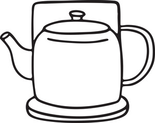 Fototapeta premium A simple black-and-white drawing of a teapot.