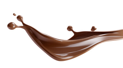 3d realistic illustration melted chocolate. Photo-realistic illustration  of chocolate pouring and dropping isolated one white backdrop