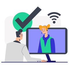 Business Illustration Online Tech Support