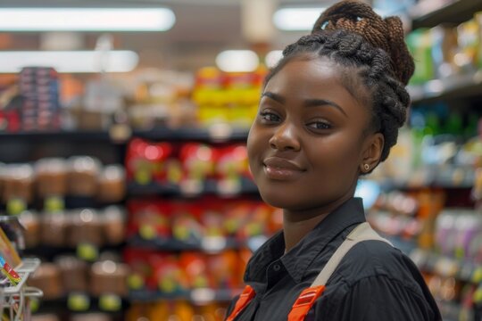 Young adult african american female retail sales associate