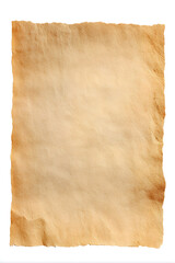 Old worn paper sheet, isolated on white background