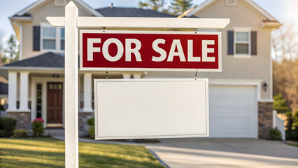 A red and white "For Sale or Rent" sign is prominently displayed. The sign is mounted on a white post with a crossbar.