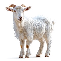 Obraz premium Majestic White Goat Standing Gracefully Isolated On A Pure White Background High Resolution Images