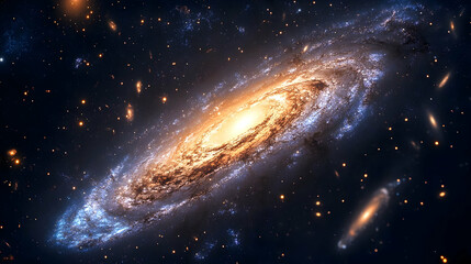 A spiral galaxy's vibrant cosmic structure.