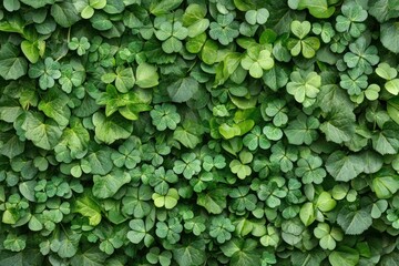 Fototapeta premium Lucky shamrocks on a vibrant green background for St. Patrick’s Day