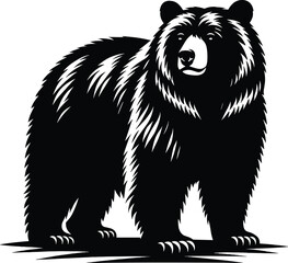Obraz premium Grizzly Bear Standing Silhouette Vector Illustration