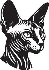 Sphynx Cat Vector Black and White Line Art Illustration