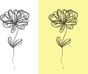 Line Art Ornament Flower Design intricate floral illustration perfect for invitations cards and decorative projects