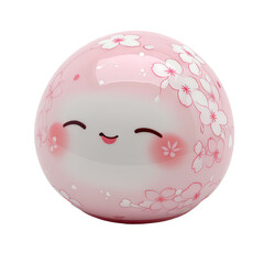 Cute pink round figurine with cherry blossom design
