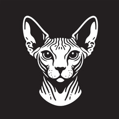 Sphynx Cat Vector Black and White Line Art Illustration