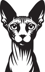 Sphynx Cat Vector Black and White Line Art Illustration