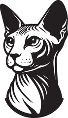 Sphynx Cat Vector Black and White Line Art Illustration
