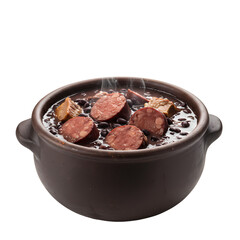 Delicious Feijoada Recipe Brazilian Black Bean Stew isolated on Transparent Background