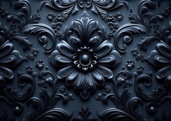 Dark ornate floral wall decor, baroque style background