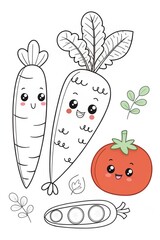 Vegetable Coloring Page, Preschool Coloring Page, Coloring Pages For Kids, cartoon coloring pages for Toddlers, Preschoolers
