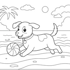 Adorable Puppy in a Blooming Garden Coloring Page
