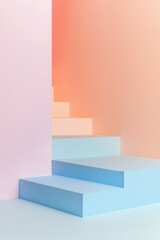 Colorful Staircase with Geometric Shapes and Pastel Colors