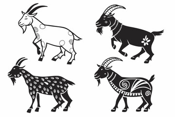 set of goat  silhouette vector illustration