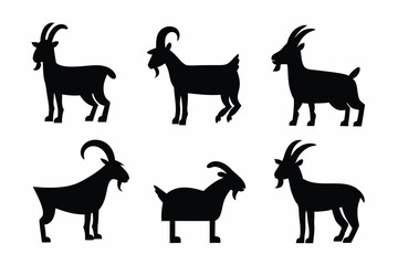 set of goat icon  silhouette vector illustration