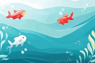 Naklejka premium Fish Swimming Underwater Illustration