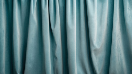 Obraz premium Minimalist velvet curtain draping in soft teal tones 