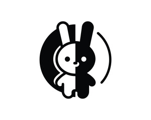Cute bunny logo in flat style for children’s brands