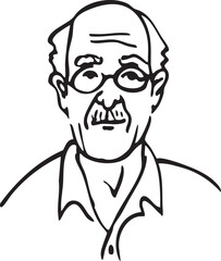 Obraz premium An elderly man peers thoughtfully through spectacles.