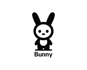 Fun black and white bunny logo design for children’s brands