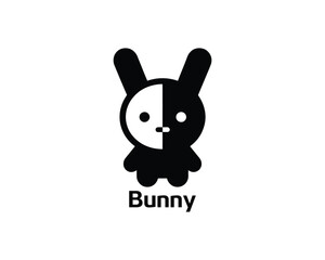 Bunny cartoon icon for kids brand identity