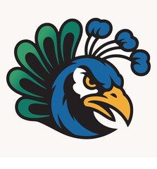 Majestic Peacock Fierce Portrait Bold & Colorful Illustration vector file