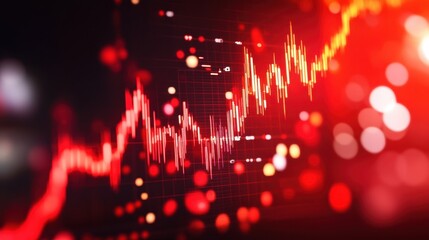 Abstract chaotic red graphs layered with smooth waves, representing unpredictable market movements