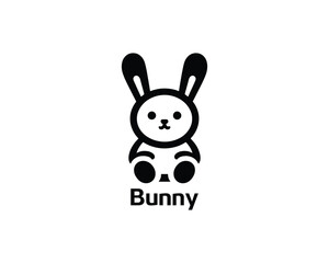Obraz premium Playful bunny cartoon logo icon in flat style for kids