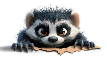 Curious hedgehog peeking through cardboard