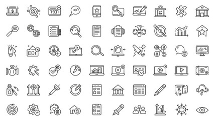 Fototapeta premium Set of Business and Finance Vector Icons Thin Line Style