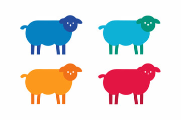 set of sheep icon silhouette vector illustration