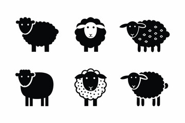 set of sheep icon silhouette vector illustration