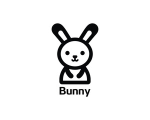 Bunny cartoon logo icon for kids brand identity