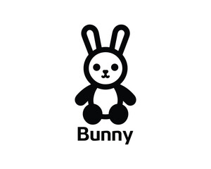 Clean flat bunny cartoon logo for children’s brands