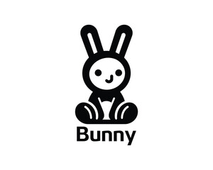 Cute playful bunny cartoon logo for kids brands