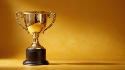 Golden cup trophy symbolizing sports victory, achievement, and success against a bright background
