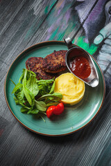 Fresh meat with a side dish for you
