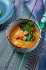 Fresh soup with vegetables for you