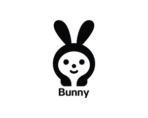 Cute bunny logo for kids brand in minimal style