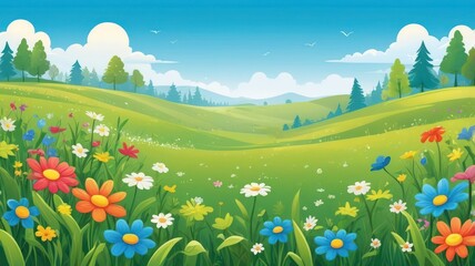 Naklejka premium spring landscape with flowers