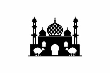 sheep and  Mosque  silhouette vector illustration
