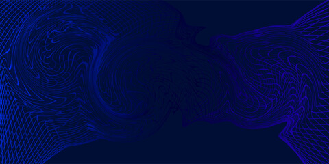 Abstract blue smooth wave on a dark blue background. Dynamic sound wave. Design element. Vector illustration.