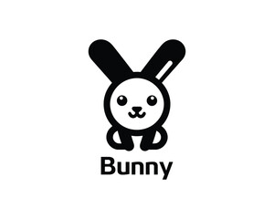 Clean flat bunny logo for kids brand identity