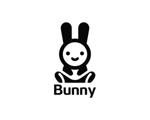 Modern cute bunny logo for kids brands in flat style
