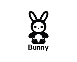 Fun black and white bunny logo for kids brands