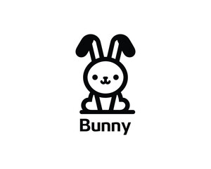 Playful cartoon bunny logo for kids brand use